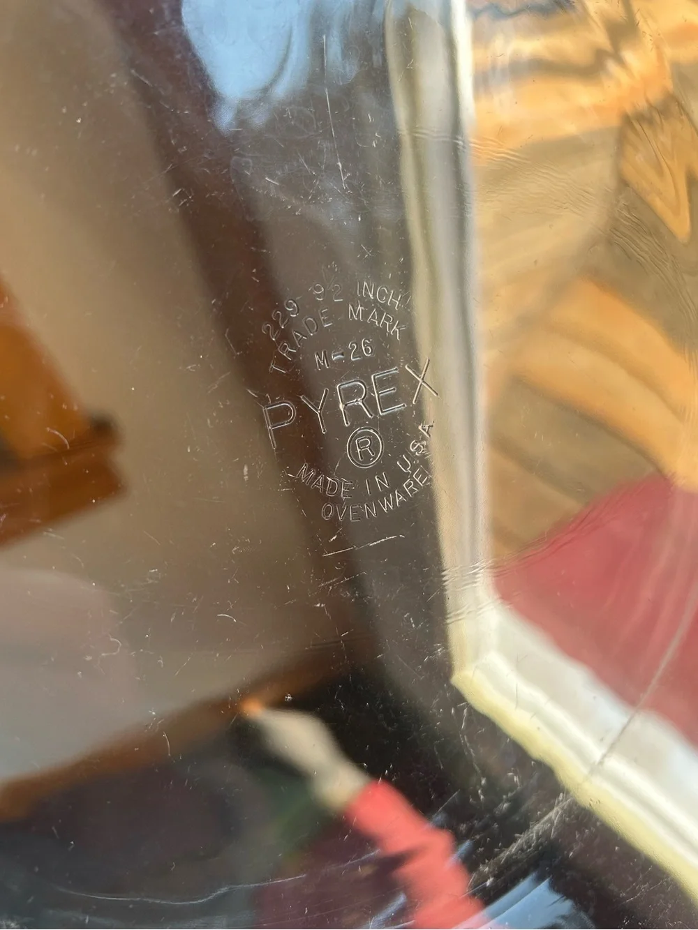 Pyrex TRADEMARK #229 Pie Dish 9.5” Clear  Glass w/Scalloped Rim Petite Handles